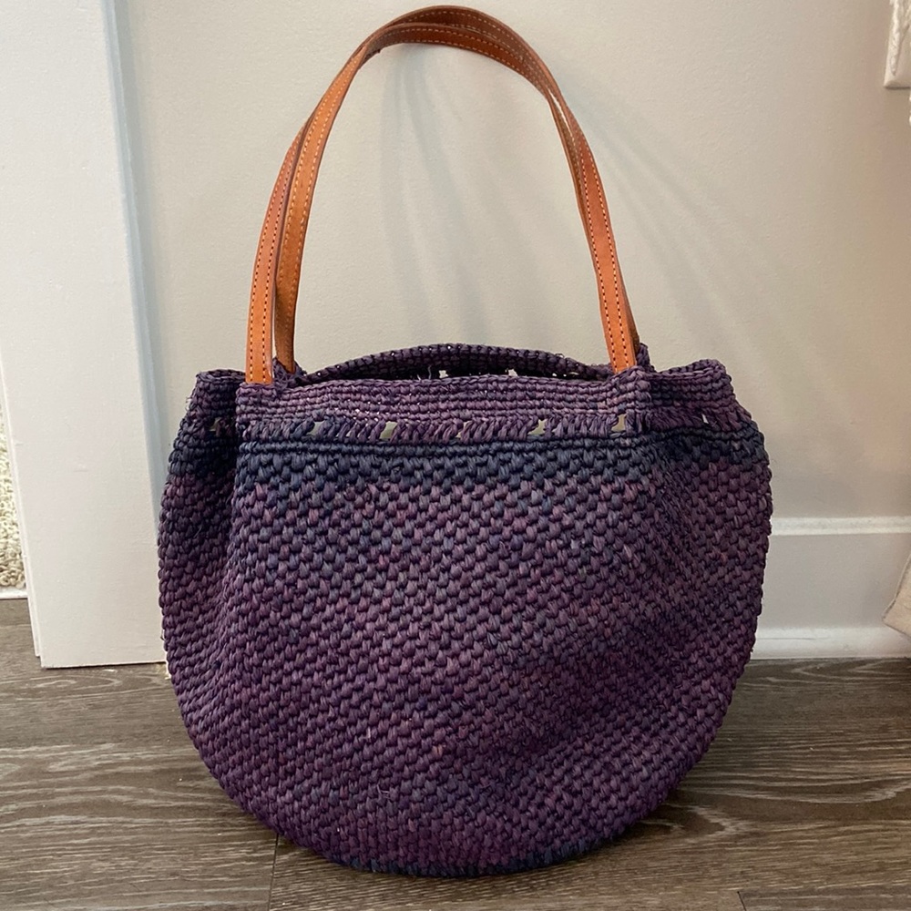 Mar y Sol Purple Raffia Bag